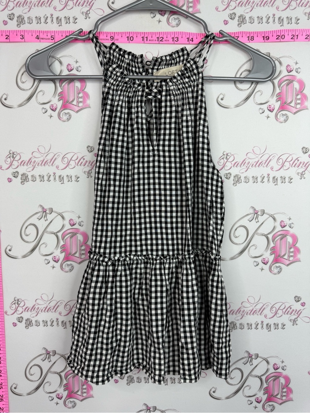 LOFT tank top gingham Black & White Gingham Tiered Dress